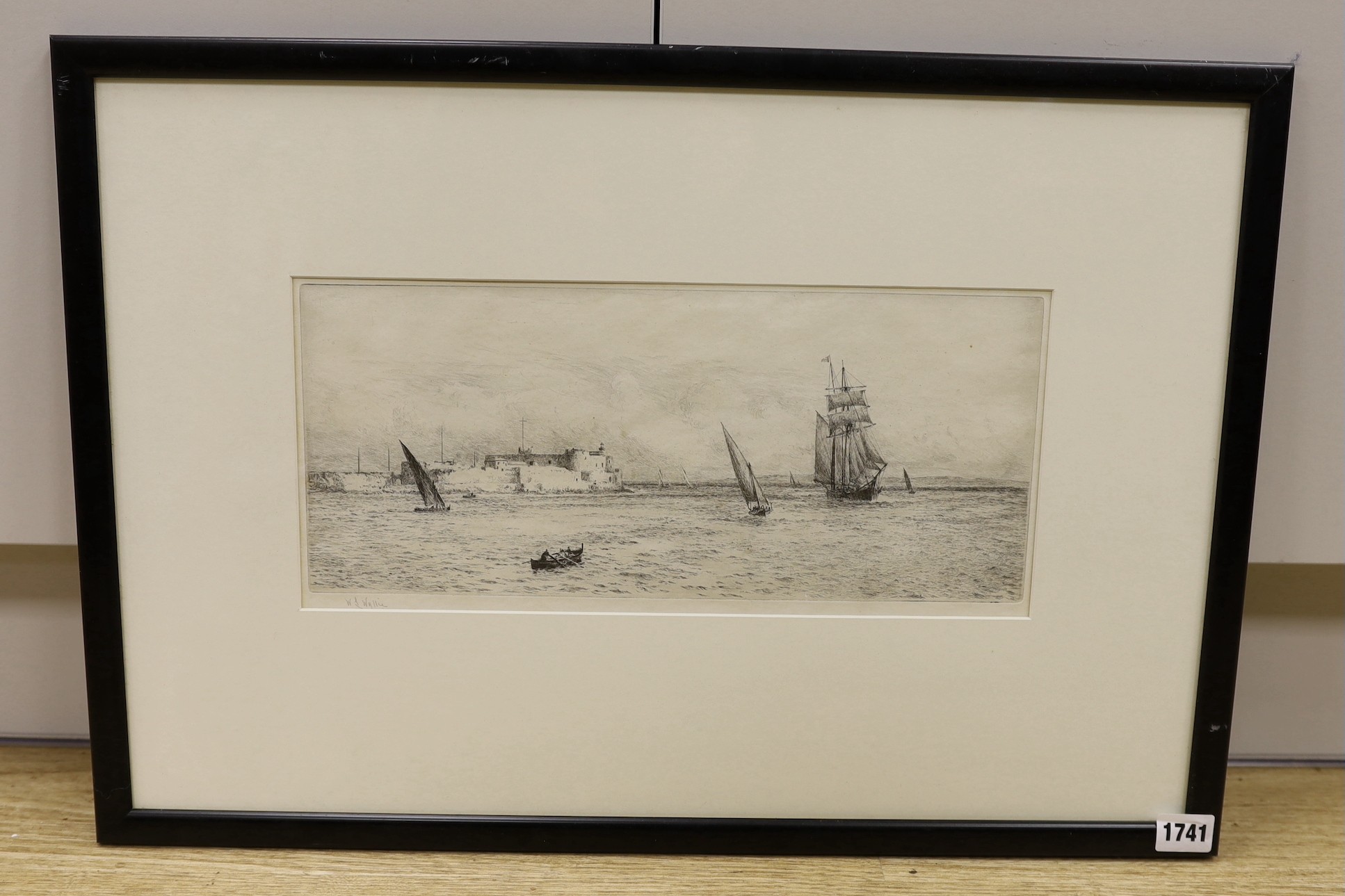 William Lionel Wyllie, etching, “Syracuse, Sicily”, signed, 18 x 38cm